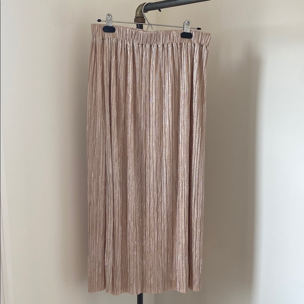 Elegant Champagne Pleated Skirt